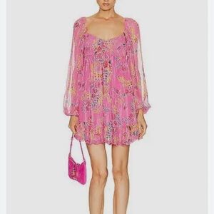 HEMANT & NANDITA Pink Floral Long Sleeve Dress